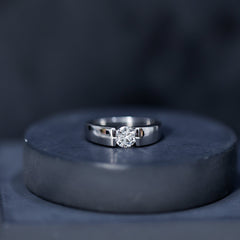 0.4 Carat Tension Mount Set Lab Grown Diamond Solitaire Band Ring