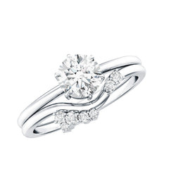 Certified 6 MM Lab Grown Diamond Designer Bridal Ring Set