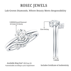 Certified 6 MM Lab Grown Diamond Designer Bridal Ring Set