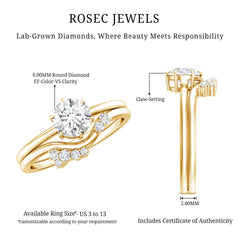 Certified 6 MM Lab Grown Diamond Designer Bridal Ring Set