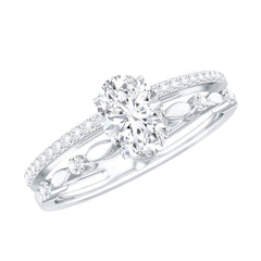 Lab Grown Diamond 0.75 Carat Oval Shaped Double Band Engagement Ring