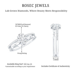 Lab Grown Diamond 0.75 Carat Oval Shaped Double Band Engagement Ring