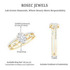 Lab Grown Diamond 0.75 Carat Oval Shaped Double Band Engagement Ring