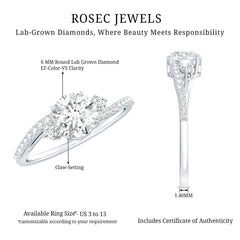 0.9 Carat Lab Grown Diamond Solitaire Engagement Ring With Side Stones