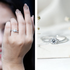 0.9 Carat Lab Grown Diamond Solitaire Engagement Ring With Side Stones