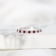 Lab Created Ruby and Diamond Stackable Band Ring