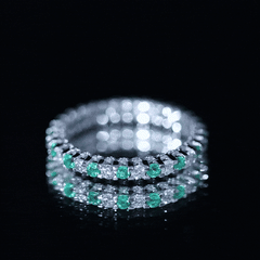 Alternate Round Emerald and Diamond Eternity Stackable Ring