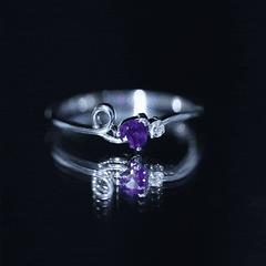 Heart Shape Real Amethyst and Diamond Twisted Promise Ring