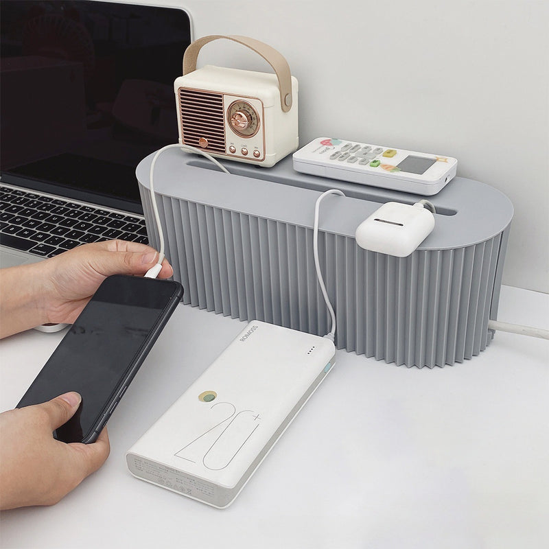 Creative Desktop Storage Box with Plug-in Wire Socket