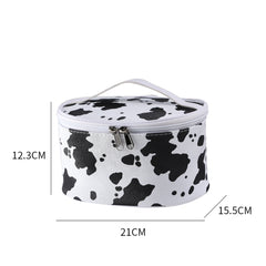 Cow Print PU Makeup Bag - Women's Travel Organizer