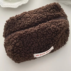 Large Capacity Plush Makeup Organizer Bag with Zipper