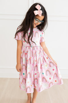 Rainbow Daisies S/S Pocket Twirl Dress