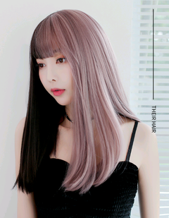 Multicolor Women's Wig with Bangs - Fashionable Style
