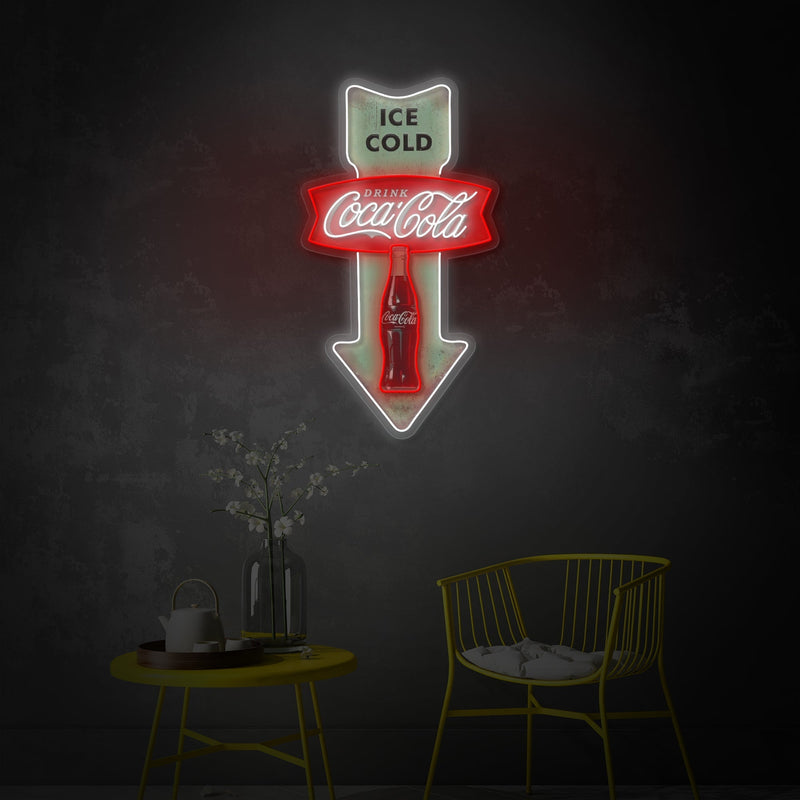 Retro Cola Arrow LED Neon Sign | Diner Wall Art