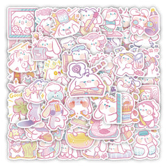 Cute Cartoon Pink Puppy Waterproof Stickers (60 Pack)