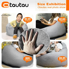 OTAUTAU Big Cotton Linen Bean Bag Cover without Filler Corner Seat Lazy Beanbag Chair Pouf Salon Ottoman Puff Lounger Sac DD002