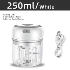 Electric Garlic Mincer 250ML Vegetable Chopper Food Chopper, USB Mini Garlic Mincer, Onion Chopper Portable Small Food Processor
