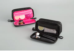 Black Nylon Double-Zipper Cosmetic and Toiletry Bag