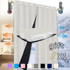 Clearance_Winter Warm Quilted Folder Cotton Curtains for Bedroom 100% Blackout Thick Thermal Curtains Sound Proof Drapes Cold Wi