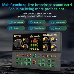 Gaming Audio Mixer,Streaming Mixer with Audio Interface BT Sound Board Voice Changer Sound Card,for PC Phone Live Streaming
