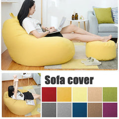 OTAUTAU Big Cotton Linen Bean Bag Cover without Filler Corner Seat Lazy Beanbag Chair Pouf Salon Ottoman Puff Lounger Sac DD002