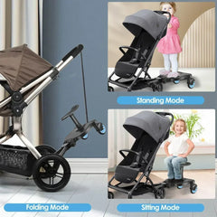 Universal Stroller Step Board Adapter with Seat for Second Child Jogger Twins Scooter Baby Pram Hitchhiker Bumper