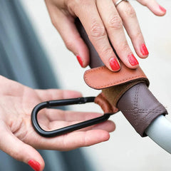 Baby Stroller Hook PU Leather Adjustable Pram Bag Hanger Travel Accessory