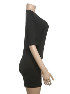 Nibber o-Neck Sexy Backless Mini Dress Women Y2K Solid Trend Style Half Sleeve Spicy Girls Street Midnight Fashion Slim Outfits