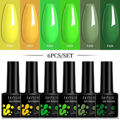 LILYCUTE 6Pcs 7ML Gel DIY Nails Polish Set Bright Pink Nail Charms Soak Off UV LED Gel Varnish Nail Art Design Accessories