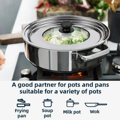 Stainless Steel Universal Lid For Pot And Pan Skillet Lid Pot Cover Fit 8.66-11.Inch Cookware Frying Pan Cover Pan Lid With Knob