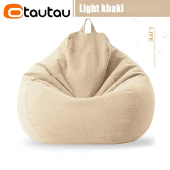 OTAUTAU Big Cotton Linen Bean Bag Cover without Filler Corner Seat Lazy Beanbag Chair Pouf Salon Ottoman Puff Lounger Sac DD002