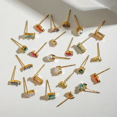 Uworld Minimalism Birthstone Gold Color Ear studs Grace Personalized Delicate Gemstone Earring Dainty Birth Month Stone Charm