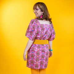 Cheeky Monkeys Square Neck Dress in Magenta