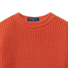 Classic Chunky Knit Baby Romper in Orange Rust