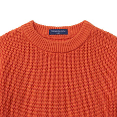 Classic Knit Baby Sweater in Orange Rust