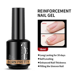 BORN PRETTY Milky Pink Rubber Base Gel Nail Polish Glitter 15ml Semi-Permanent Varnish Soak Off Self Leveling UV LED Gel