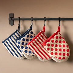 Polka Dot Heat Resistant Oven Mitts | Japanese Style Microwave Safe Kitchen Gloves
