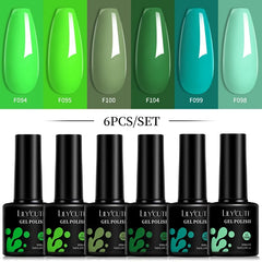 LILYCUTE 6Pcs 7ML Gel DIY Nails Polish Set Bright Pink Nail Charms Soak Off UV LED Gel Varnish Nail Art Design Accessories