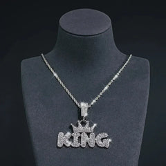 Fashion Hip Hop Crown with KING Pendant Necklace For Men Crystal Cuban Chain Iced Out Bling Hiphop Necklaces Rock Biker Jewelry