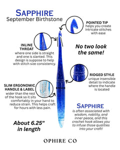 Sapphire September Birthstone Crochet Hook