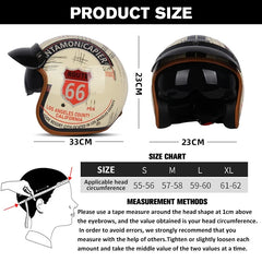 Vintage Motorcycle Helmet Open-Face