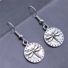 Beautiful Silver Dragonfly Pendant Earrings
