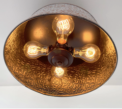 Ornate Copper Farmhouse Ceiling Light | 12" | 4-Bulb Flush Mount