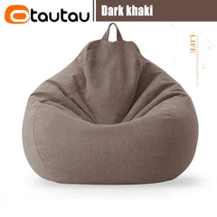 OTAUTAU Big Cotton Linen Bean Bag Cover without Filler Corner Seat Lazy Beanbag Chair Pouf Salon Ottoman Puff Lounger Sac DD002