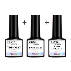 1pc/2pcs/3pcs 8Ml Functional Gel Nail Art Set with Base Coat and Diamond Top Coat,Matte Top ,Soak Off  for Nail Art Design Tool