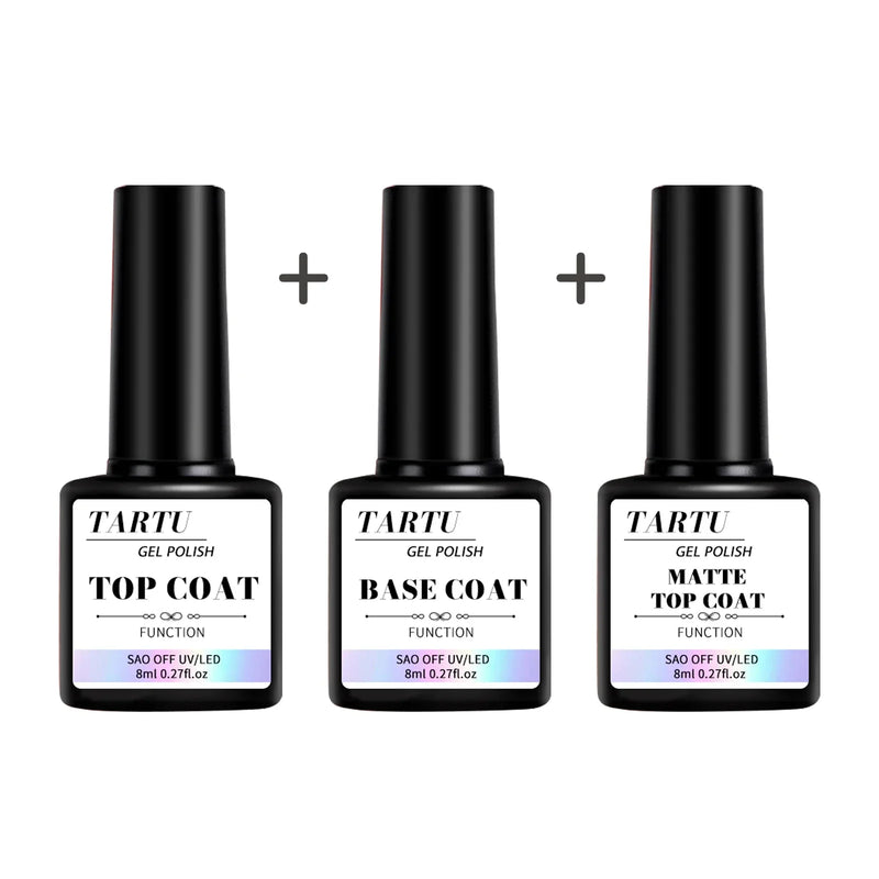 1pc/2pcs/3pcs 8Ml Functional Gel Nail Art Set with Base Coat and Diamond Top Coat,Matte Top ,Soak Off  for Nail Art Design Tool