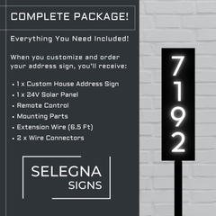 Solar Powered Staked House Number Sign – Illuminated Outdoor Address Sign