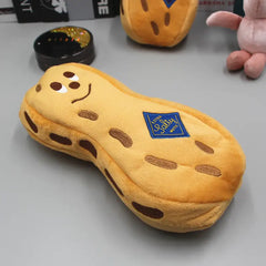 Cute Peanut Pencil Bag with Plush Embroidery Design