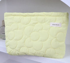 Quilted Makeup Bag with Floral Design for Travel and Daily Use