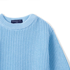 Classic Chunky Knit Baby Romper in Baby Blue